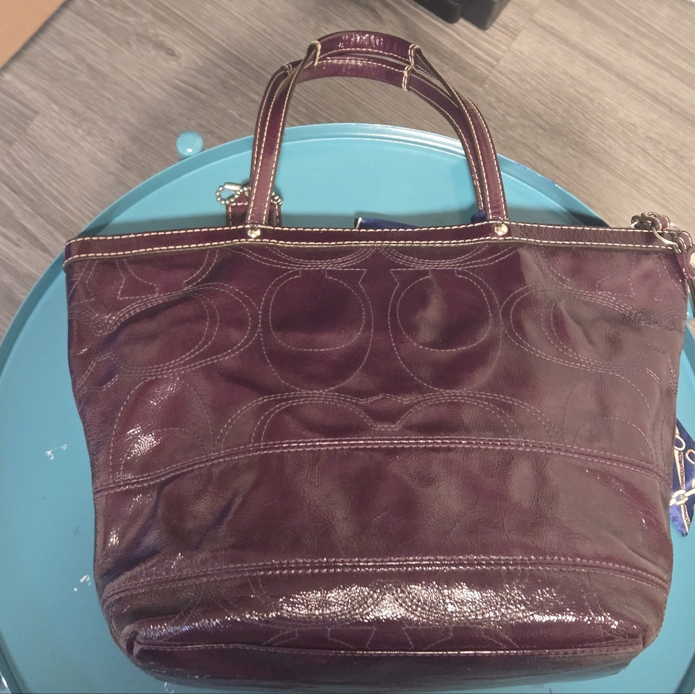 Coach Deep Purple Leather Tote - Picture 9 of 17